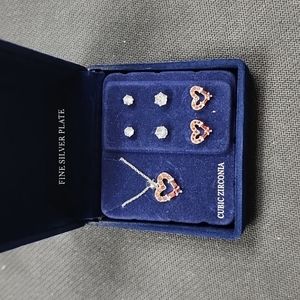 Heart necklace and earring set